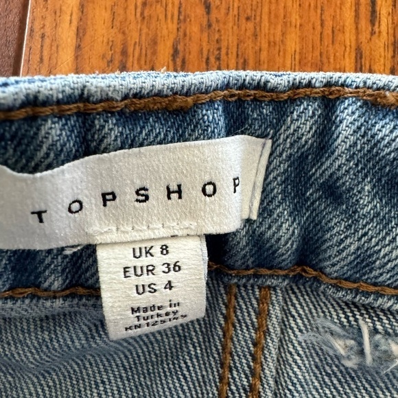 Topshop Cotton Denim Distressed Denim Mini Frayed Hemline / US 4 - Picture 7 of 12